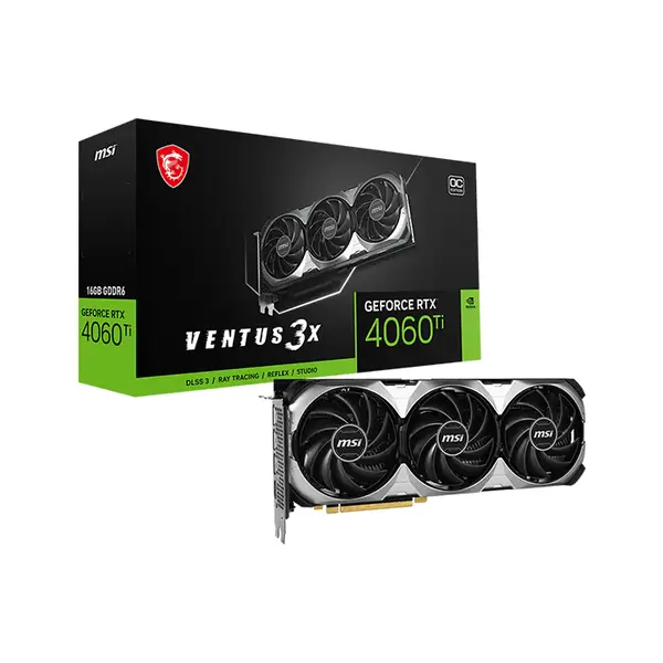 MSI GeForce RTX 4060 Ti VENTUS 3X 16G OC 16GB GDDR6 Graphics Card, Triple Fan Cooling, PCIe 4.0, HDMI 2.1a, DisplayPort 1.4a