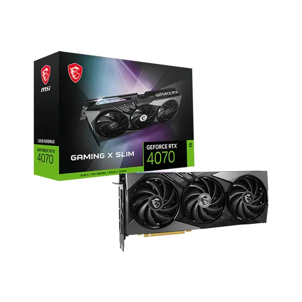 MSI GeForce RTX 4070 GAMING X SLIM 12G 12GB GDDR6X Graphics Card, Triple Fan Cooling, PCIe 4.0, HDMI 2.1a, DisplayPort 1.4a