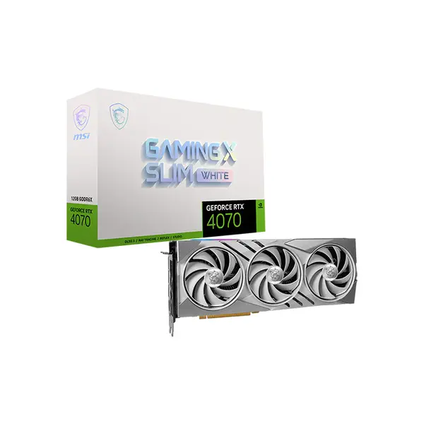 MSI GeForce RTX 4070 GAMING X SLIM WHITE 12G 12GB GDDR6X Graphics Card, Triple Fan Cooling, PCIe 4.0, HDMI 2.1a, DisplayPort 1.4a