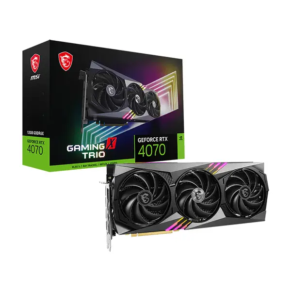 MSI GeForce RTX 4070 GAMING X TRIO 12G 12GB GDDR6X Graphics Card, Triple Fan Cooling, PCIe 4.0, HDMI 2.1a, DisplayPort 1.4a