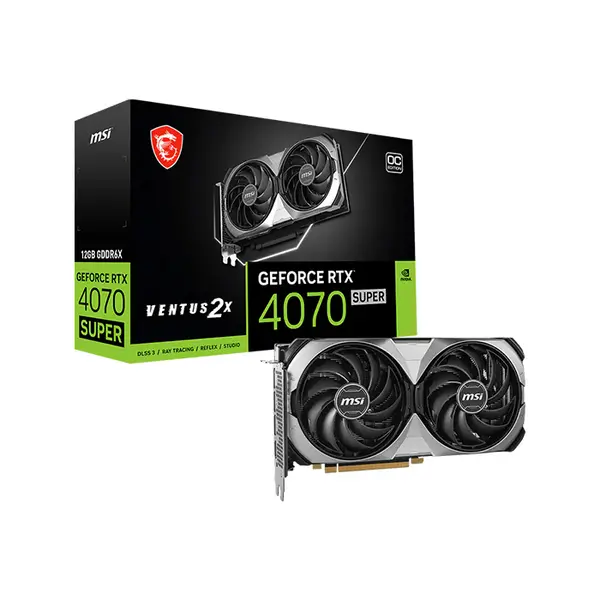 MSI GeForce RTX 4070 SUPER 12G VENTUS 2X OC 12GB GDDR6X Graphics Card, Dual Fan Cooling, PCIe 4.0, HDMI 2.1a, DisplayPort 1.4a