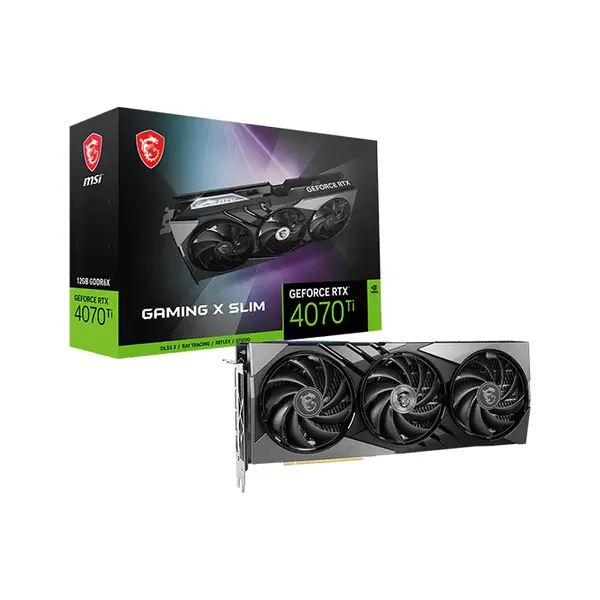 MSI GeForce RTX 4070 Ti GAMING X SLIM 12G 12GB GDDR6X Graphics Card, Triple Fan Cooling, PCIe 4.0, HDMI 2.1a, DisplayPort 1.4a