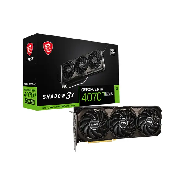 MSI GeForce RTX 4070 Ti SUPER 16G SHADOW 3X OC 16GB GDDR6X Graphics Card, Triple Fan Cooling, PCIe 4.0, HDMI 2.1a, DisplayPort 1.4a