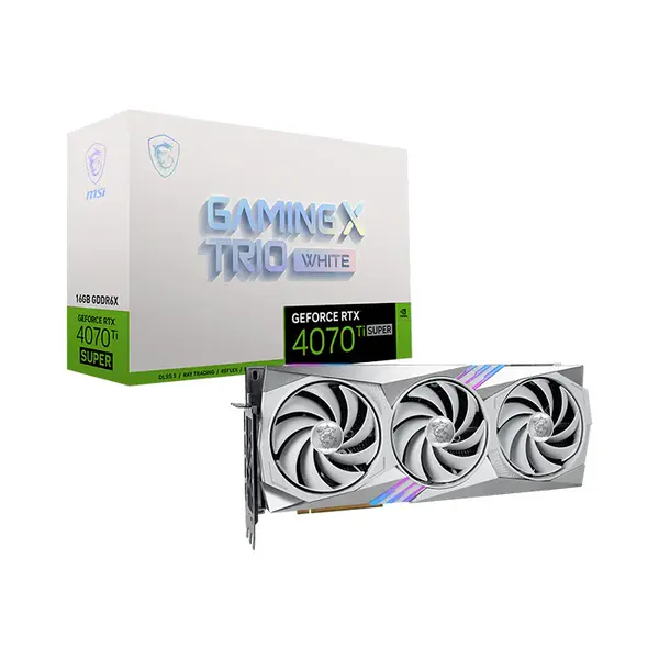 MSI GeForce RTX 4070 Ti SUPER 16G GAMING X TRIO WHITE 16GB GDDR6X Graphics Card, Triple Fan Cooling, PCIe 4.0, HDMI 2.1a, DisplayPort 1.4a