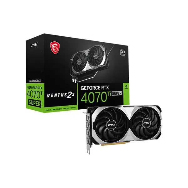 MSI GeForce RTX 4070 Ti SUPER 16G VENTUS 2X OC 16GB GDDR6X Graphics Card, Dual Fan Cooling, PCIe 4.0, HDMI 2.1a, DisplayPort 1.4a