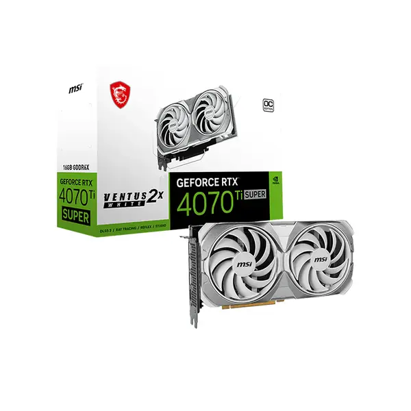 MSI GeForce RTX 4070 Ti SUPER 16G VENTUS 2X WHITE OC 16GB GDDR6X Graphics Card, Dual Fan Cooling, PCIe 4.0, HDMI 2.1a, DisplayPort 1.4a