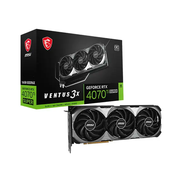 MSI GeForce RTX 4070 Ti SUPER 16G VENTUS 3X OC 16GB GDDR6X Graphics Card, Triple Fan Cooling, PCIe 4.0, HDMI 2.1a, DisplayPort 1.4a