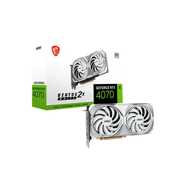 MSI GeForce RTX 4070 VENTUS 2X WHITE 12G OC 12GB GDDR6X Graphics Card, Dual Fan Cooling, PCIe 4.0, HDMI 2.1a, DisplayPort 1.4a