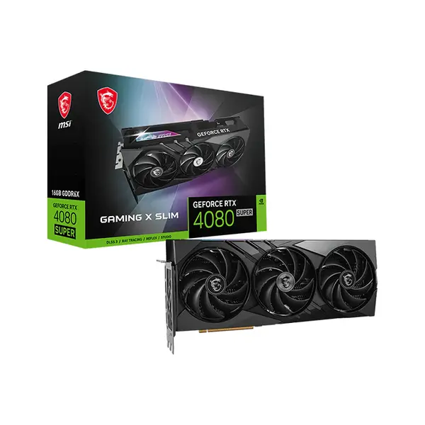 MSI GeForce RTX 4080 SUPER 16G GAMING X SLIM 16GB GDDR6X Graphics Card, Triple Fan Cooling, PCIe 4.0, HDMI 2.1a, DisplayPort 1.4a