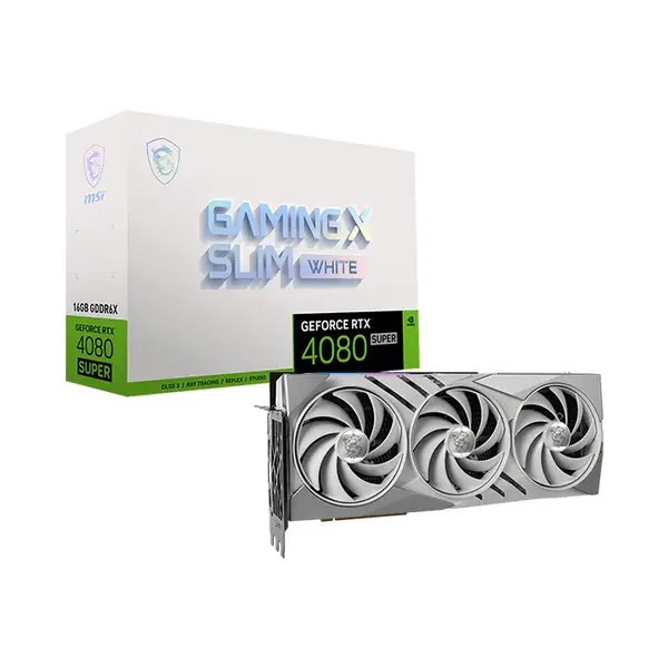 MSI GeForce RTX 4080 SUPER 16G GAMING X SLIM WHITE 16GB GDDR6X Graphics Card, Triple Fan Cooling, PCIe 4.0, HDMI 2.1a, DisplayPort 1.4a