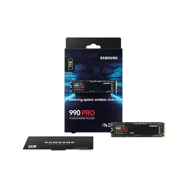 Samsung 990 PRO 1TB NVMe M.2 Internal SSD, PCIe 4.0 x4 NVMe 2.0, Up to 7450MB/s Read & 6900MB/s Write, V-NAND TLC, 1GB LPDDR4 DRAM Cache, M.2 2280, MZ-V9P1T0B/AM