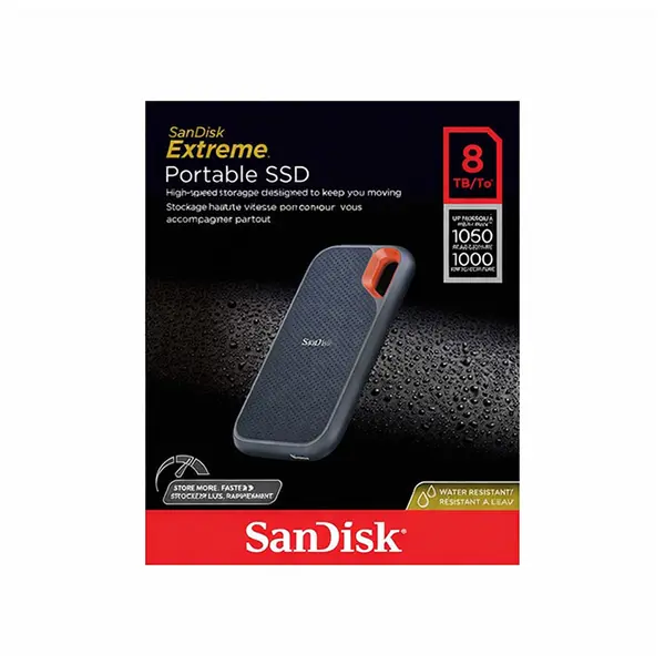 SanDisk Extreme Portable SSD 8TB External Solid State Drive, High-Speed USB-C Connectivity, Rugged Portable Design, Reliable External Storage Solution for Professionals and Creators