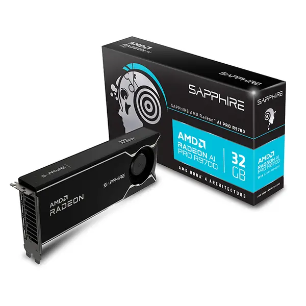 Sapphire AMD Radeon AI PRO R9700 32GB GDDR6 Workstation Graphics Card, PCIe 5.0 Interface, Blower Cooling Design, AI Acceleration and Professional Visualization GPU