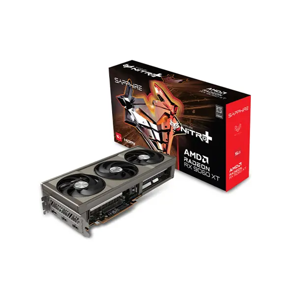 SAPPHIRE NITRO + Radeon RX 9060 XT Graphics Card, 16GB GDDR6 Memory, 3320MHz Boost Clock, Triple Fan Cooling System, RDNA 4 High-Performance 1440p Gaming GPU