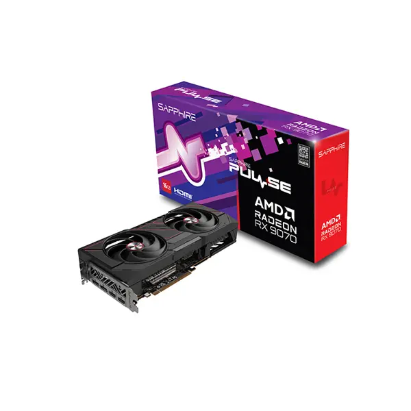 SAPPHIRE PULSE Radeon RX 9070 Graphics Card, 16GB GDDR6 Memory, 2520MHz Boost Clock, Dual Fan Cooling Design, RDNA 4 High-Performance Gaming GPU