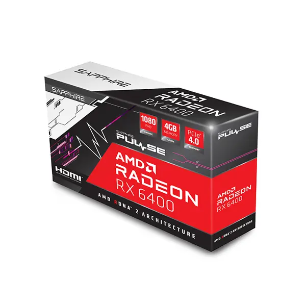 SAPPHIRE PULSE Radeon RX 6400 Graphics Card, 4GB GDDR6 Memory, 2321MHz Boost Clock, Compact Single Fan Cooling Design, RDNA 2 Entry-Level Gaming and Display GPU