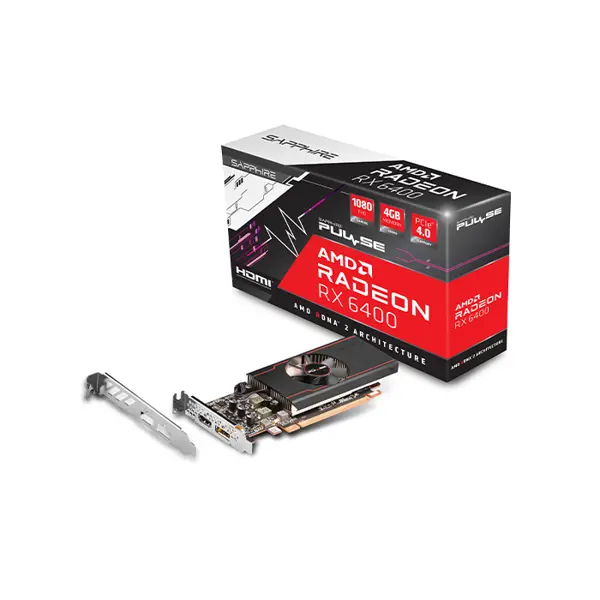 SAPPHIRE PULSE Radeon RX 6400 Graphics Card, 4GB GDDR6 Memory, 2321MHz Boost Clock, Compact Single Fan Cooling Design, RDNA 2 Entry-Level Gaming and Display GPU
