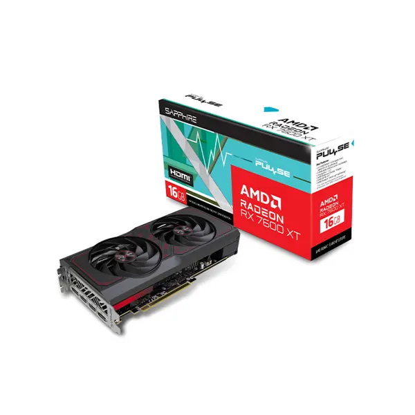 SAPPHIRE PULSE Radeon RX 7600 XT Graphics Card, 16GB GDDR6 Memory, 2810MHz Boost Clock, Dual Fan Cooling Design, RDNA 3 High-Refresh-Rate 1080p Gaming GPU