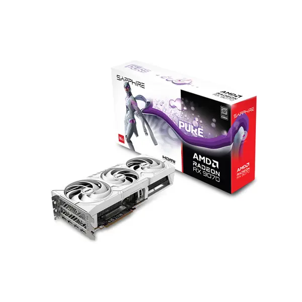 SAPPHIRE PURE Radeon RX 9070 Graphics Card, 16GB GDDR6 Memory, 2700MHz Boost Clock, Triple Fan Cooling System, White Edition RDNA 4 Gaming GPU