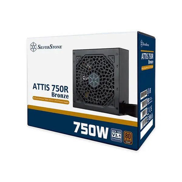 SilverStone ATTIS 750R Bronze 750W Power Supply, 80 PLUS Bronze Certified Efficiency, ATX 3.1 and PCIe 5.1 Ready, 120mm Silent Cooling Fan, Reliable Gaming PSU Black