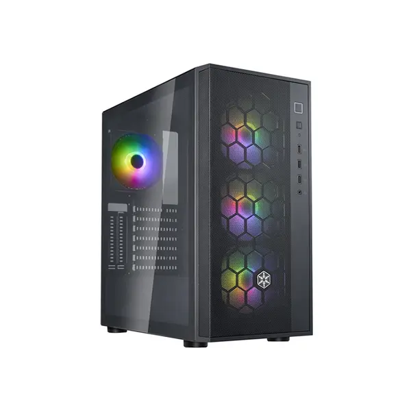 SilverStone SST-FAR1B-PRO-V2 FARA R1 PRO V2 Mid Tower Gaming Case, Tempered Glass Side Panel, Pre-Installed ARGB Fans, ATX Motherboard Support, High Airflow Mesh Front Panel PC Chassis Black