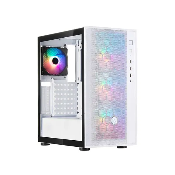 SilverStone SST-FAR1W-PRO-V2 FARA R1 PRO V2 Mid Tower Gaming Case, Tempered Glass Side Panel, Pre-Installed ARGB Fans, ATX Motherboard Support, High Airflow PC Chassis White