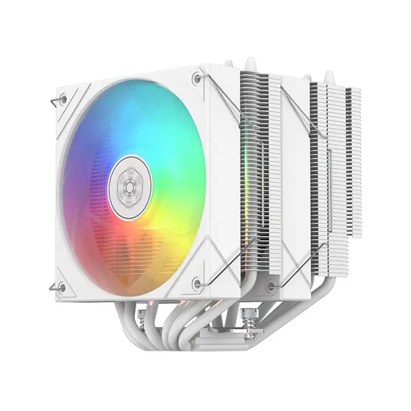 SilverStone Frost Mage 620 ARGB CPU Air Cooler, Dual Tower Heatsink Design, 6 Copper Heatpipes, Dual 120mm PWM Fans, Addressable RGB Lighting, High-Performance Cooling System White