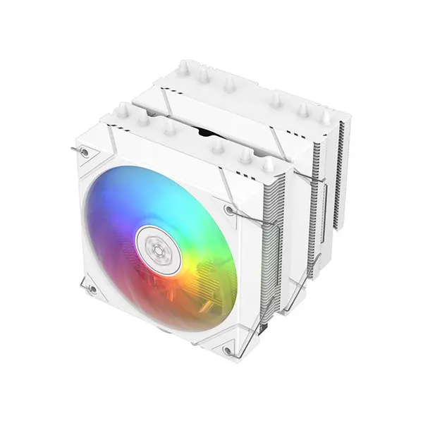 SilverStone Frost Mage 620 ARGB CPU Air Cooler, Dual Tower Heatsink Design, 6 Copper Heatpipes, Dual 120mm PWM Fans, Addressable RGB Lighting, High-Performance Cooling System White