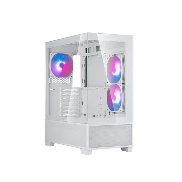 SilverStone SST-LD05W Lucid 05 Mid Tower Gaming Case, 270° Panoramic Tempered Glass Design, Pre-Installed ARGB Fans, ATX Motherboard Support, Modern Showcase PC Chassis White