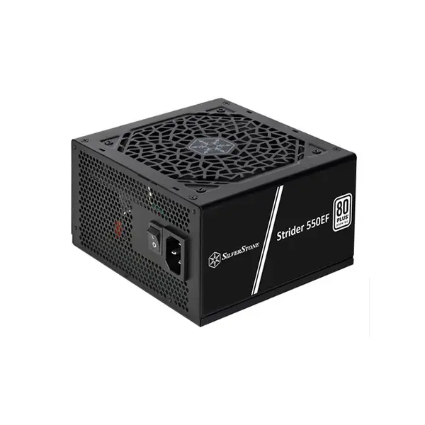 SilverStone Strider 550 EF 550W Power Supply, 80 PLUS Certified Efficiency, Single +12V Rail Design, ATX Form Factor, 120mm Silent Cooling Fan, Reliable Desktop PSU Black
