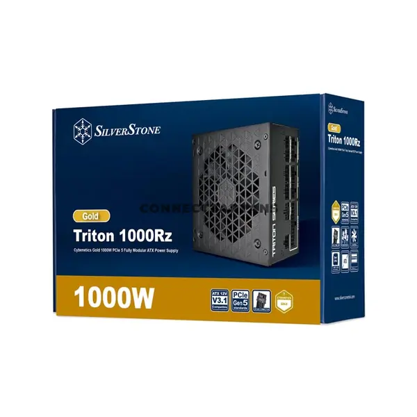 SilverStone Triton 1000Rz Triton 1000W Power Supply, Cybenetics Gold, ATX 3.1, Fully Modular, 120mm Fan, Black