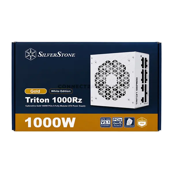 SilverStone Triton 1000Rz Triton 1000W Power Supply, Cybenetics Gold, ATX 3.1, Fully Modular, 120mm Fan, White