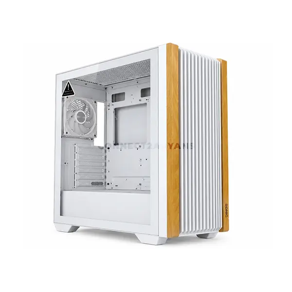 Sonic C19 White Wood Mid-Tower ATX Gaming Case, 4x 120mm Pre-Installed Infinity ARGB Fans, Wooden Front Panel, Tempered Glass Side Panel, ATX / Micro-ATX / Mini-ITX Motherboard Support