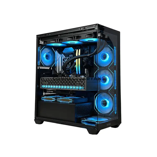 Sonic EL2 Black ATX Mid-Tower Gaming Case, 4x 120mm Infinity ARGB Fans, Tempered Glass Side Panel, High-Airflow Mesh Front, ATX / Micro-ATX / Mini-ITX Support, 360mm Radiator Support