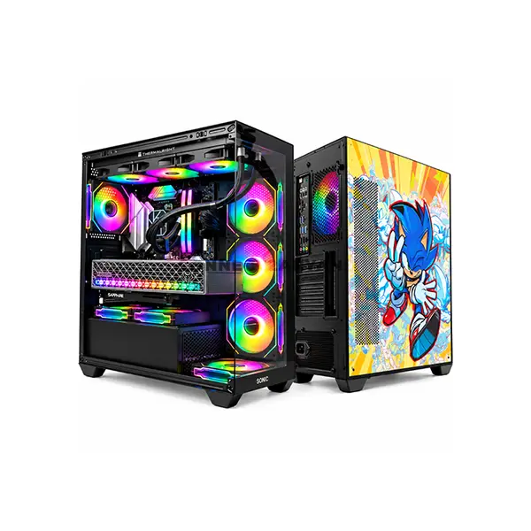 Sonic EL2 Black Hedgehog Edition ATX Mid-Tower Gaming Case, 4x 120mm Infinity ARGB Fans, Tempered Glass Side Panel, High-Airflow Mesh Front, ATX / Micro-ATX / Mini-ITX Support, 360mm Radiator Support, EL2-BK-HE