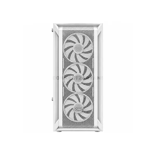 Sonic R19 White ATX ARGB Gaming Case, 3x 120mm Pre-Installed ARGB Fans, Tempered Glass Side Panel, High-Airflow Front Design, ATX / Micro-ATX / Mini-ITX Motherboard Support, 7 Expansion Slots, Mid-Tower Gaming Chassis