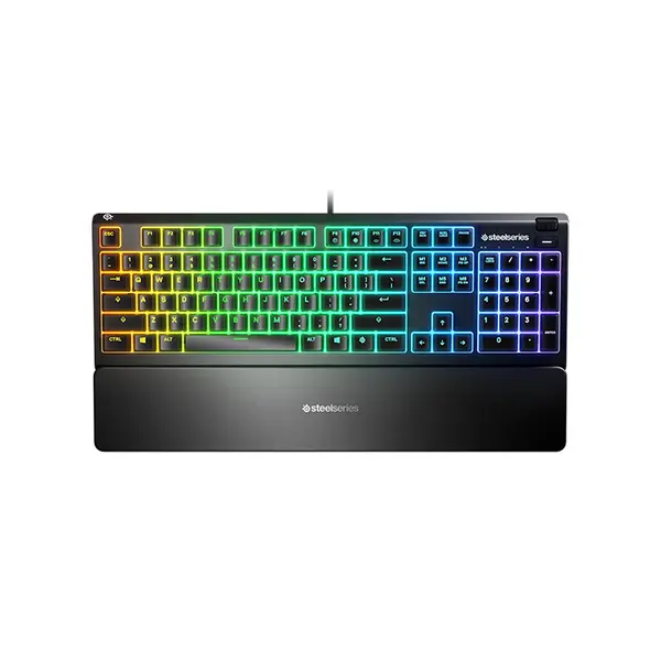 SteelSeries Apex 3 Full-Size Gaming Keyboard, Whisper-Quiet Switches, Full-Size Layout Design, RGB Gaming Backlighting, Durable Gaming Keyboard