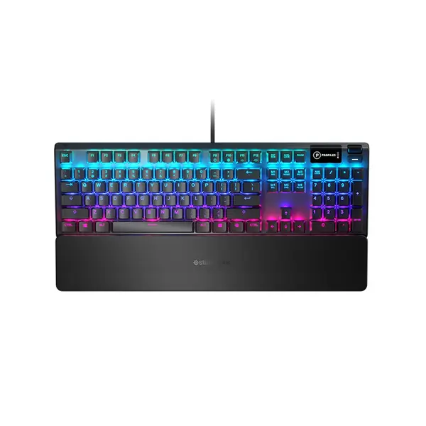 SteelSeries Apex 5 Hybrid Mechanical Gaming Keyboard, Blue Hybrid Mechanical Switches, Full-Size Layout Design, RGB Backlighting Effects, Premium Gaming Keyboard