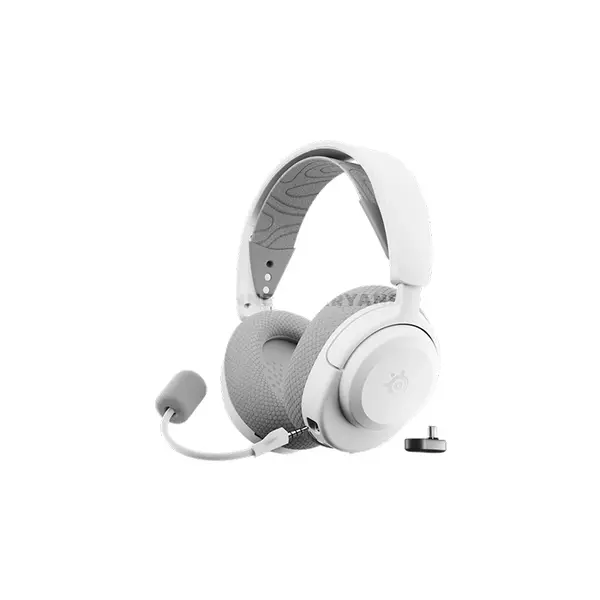 SteelSeries Arctis Nova 3P Wireless White Gaming Headset for PlayStation, 2.4GHz + Bluetooth 5.3, Neodymium Drivers, Detachable 32kHz Mic, 40-Hour Battery, USB-C, 260g