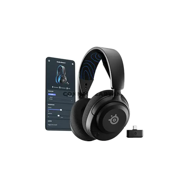 SteelSeries Arctis Nova 5P Wireless Black Gaming Headset for PlayStation, 2.4GHz + Bluetooth 5.3, 60-Hour Battery, Neodymium Drivers, ClearCast 2.X 32kHz Mic, USB-C, 265g