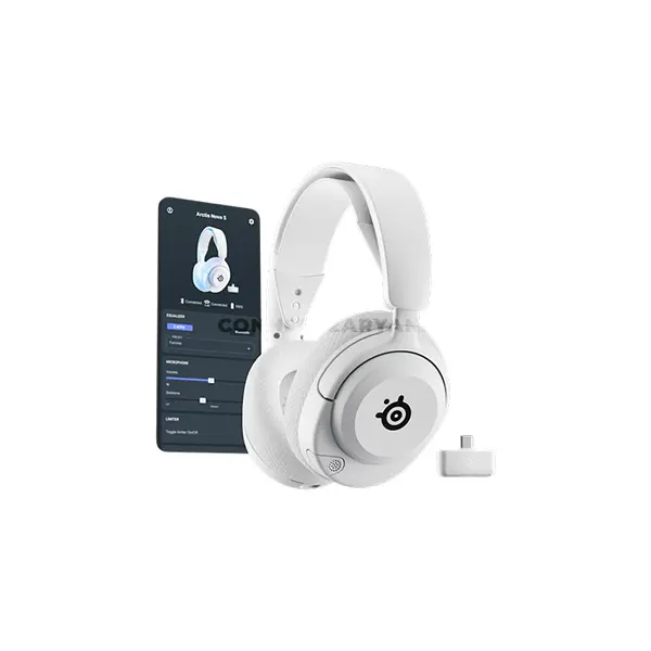 SteelSeries Arctis Nova 5P Wireless White Gaming Headset for PlayStation, 2.4GHz + Bluetooth 5.3, 60-Hour Battery, Neodymium Drivers, ClearCast 2.X 32kHz Mic, USB-C, 265g
