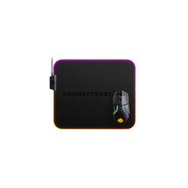 SteelSeries QcK Prism Cloth Medium Black RGB Gaming Mouse Pad, 320×270×4mm, Micro-Woven Cloth Surface, Dynamic 2-Zone RGB Illumination, Non-Slip Rubber Base, PrismSync & Optical/Laser Sensor Optimized SteelSeries