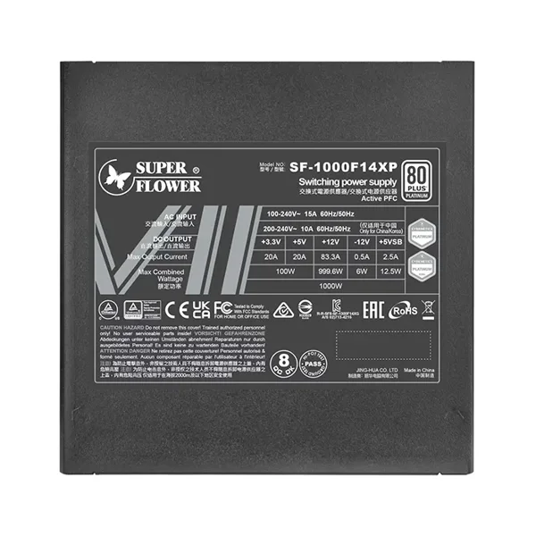 Super Flower Leadex VII Platinum Pro 1000W Power Supply, 80 PLUS Platinum Certified Efficiency, Fully Modular Cable Design, High-Performance Gaming and Workstation PSU