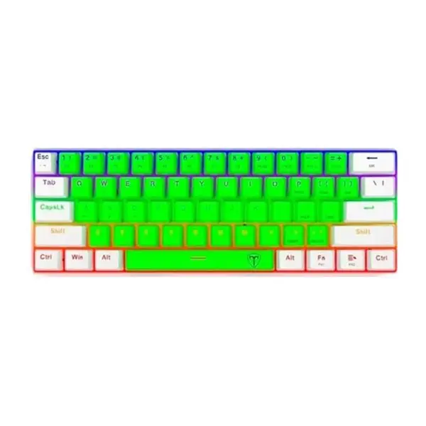T-DAGGER Arena T-TGK321 Gaming Mechanical Keyboard Green & White, 61 Keys, RGB Backlight, OUTEMU Switches, Full Anti-Ghosting, USB-C Wired