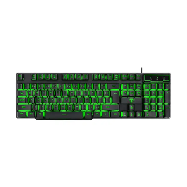 T-DAGGER Liner T-TGK107 Gaming Keyboard, 104-Key Full-Size Layout, 7-Color LED Backlighting, 19 Anti-Ghosting Keys, Wired USB Connectivity, Responsive Gaming Keyboard for PC Users