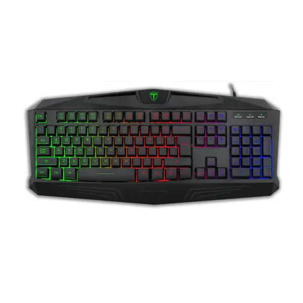 T-DAGGER Tanker Rainbow T-TGK106 Gaming Keyboard, Full-Size 104-Key Layout, 3-Color Rainbow Backlight, 19 Anti-Ghosting Keys, Wired USB Gaming Keyboard