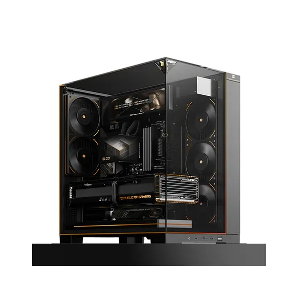 Thermalright A70 Vision LCD PC Case Black, ATX Mid Tower Chassis, 9.16-Inch Integrated LCD Display, Tempered Glass Panoramic Side Panel, High-Airflow Showcase Gaming Case