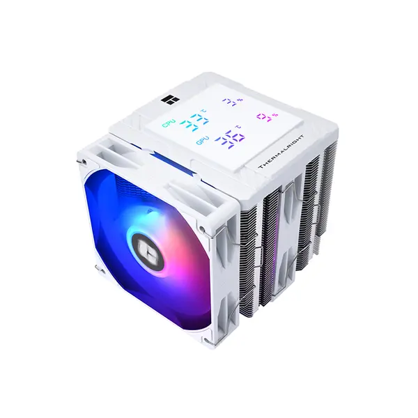 Thermalright Peerless Assassin Digital ARGB White Dual Tower CPU Air Cooler, Dual Heatsink Design, Digital Display Monitoring, High-Performance Air Cooling Solution, Addressable RGB Lighting