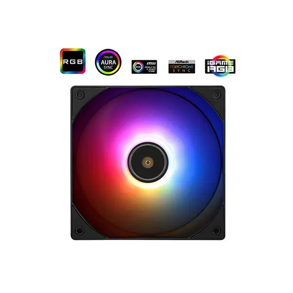 Thermalright TL-E12B-S V3 ARGB Case Fan Black, 120mm PWM Cooling Fan, 2000 RPM Maximum Speed, 72.37 CFM High Airflow Performance, Addressable RGB Lighting, PC Cooling Fan