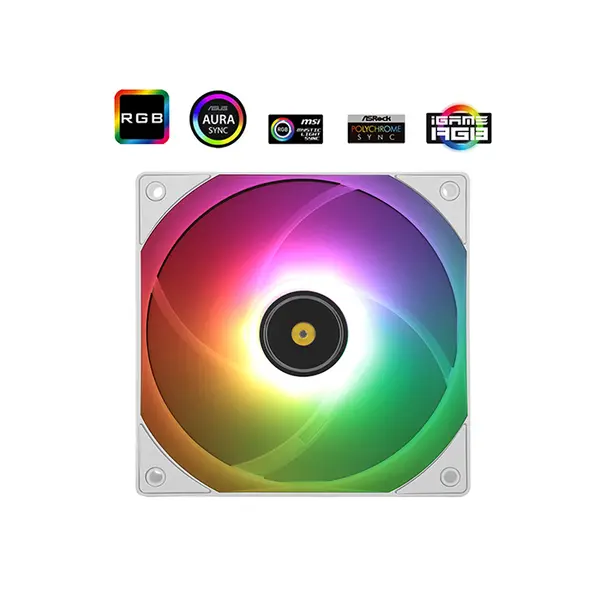 Thermalright TL-E12W-S V3 ARGB Case Fan White, 120mm PWM Cooling Fan, 2000 RPM Maximum Speed, 72.37 CFM High Airflow Performance, Addressable RGB Lighting, PC Cooling Fan
